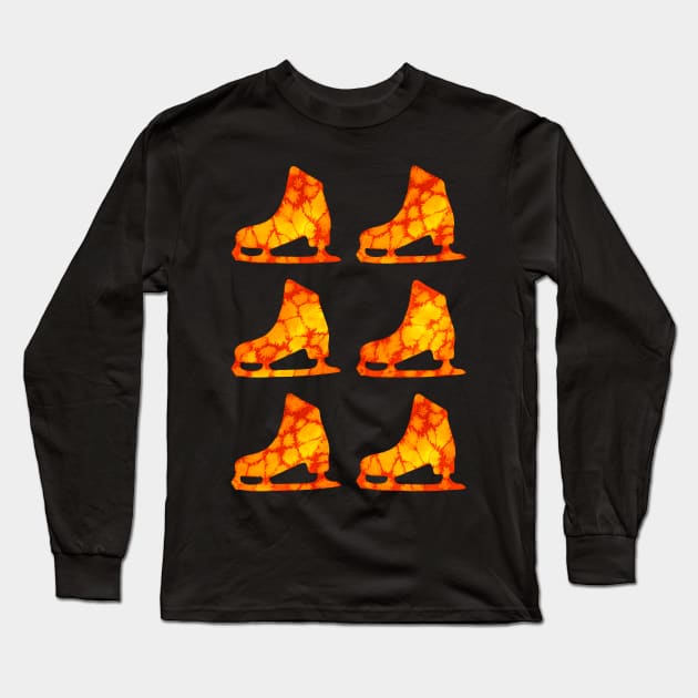 Watercolor Figure Skates (Orange) Long Sleeve T-Shirt by illucalliart